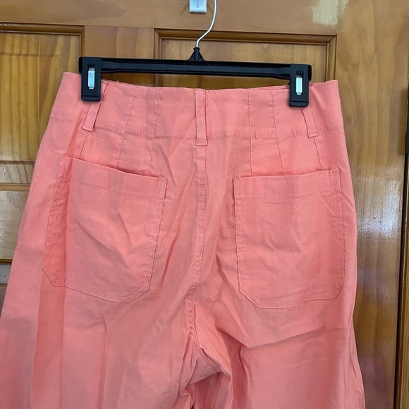 Maeve By Anthropologie The Colette Coral Wide Leg Linen Pants Sz 31 - Picture 8 of 9